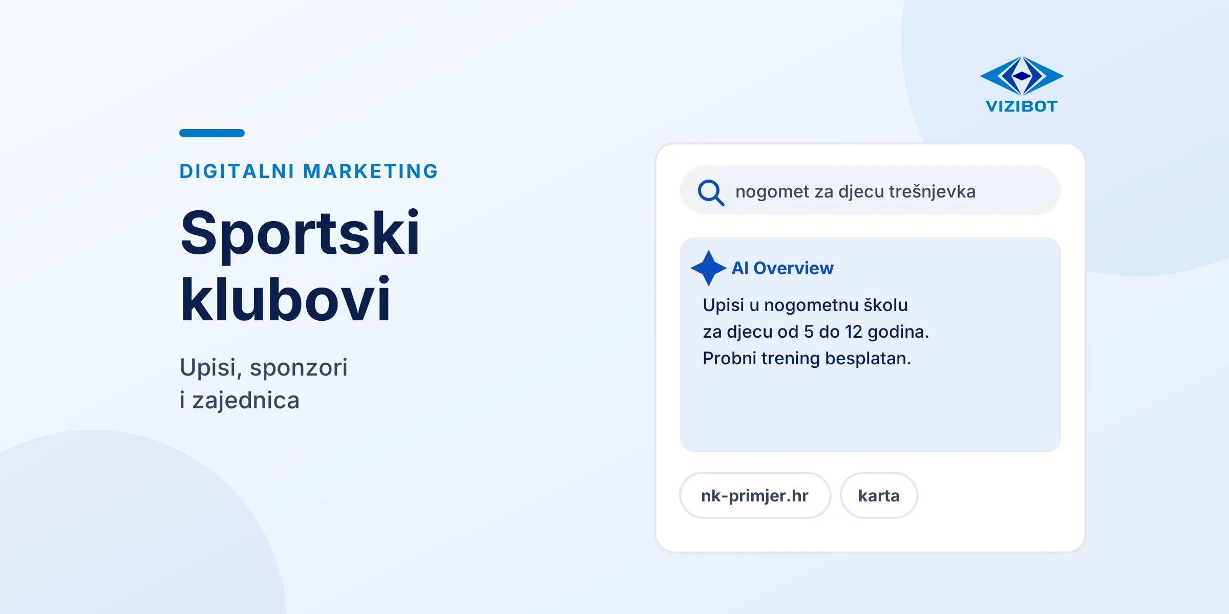 Google rezultat za upit „nogomet za djecu Trešnjevka” sa stranicom za upise u nogometnu školu.